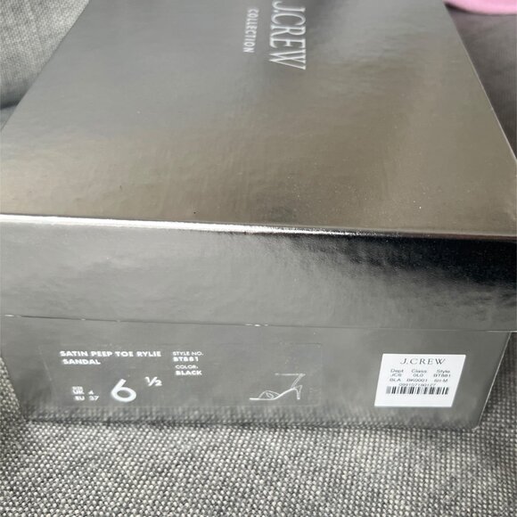 J.Crew Collection Satin Peep Toe Rylie Sandals, Sz 6.5, Black Italian Satin -NEW - Picture 7 of 10